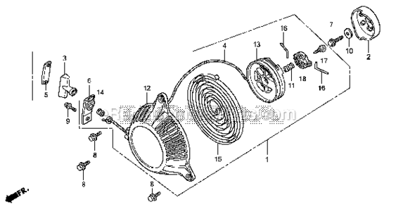 Recoil Starter Diagram and Parts List for AC Honda Generator