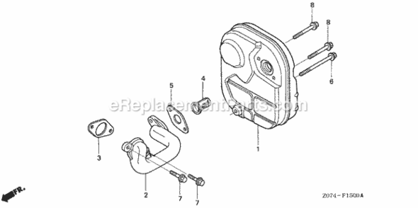 Muffler Diagram and Parts List for AN2 Honda Generator