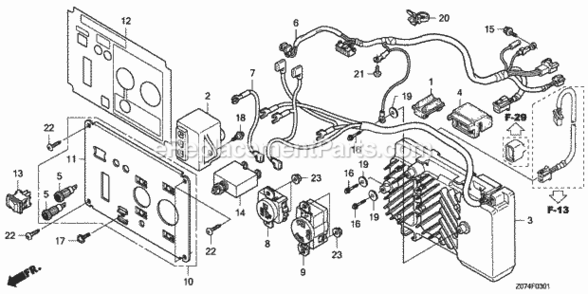 Control Panel (Eu2000I) (Ac1An1) Diagram and Parts List for AN2 Honda Generator
