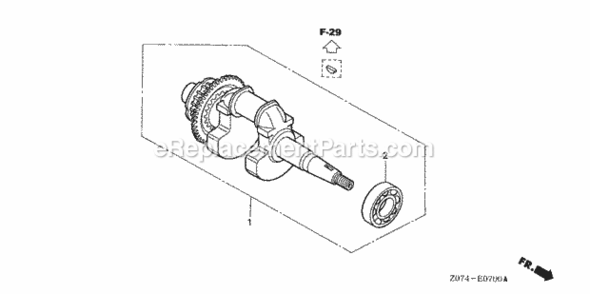 Crankshaft Diagram and Parts List for AN2 Honda Generator