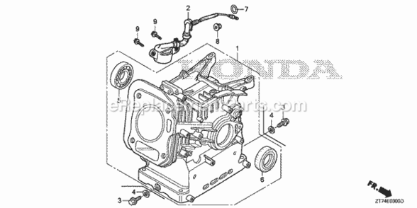 Cylinder Diagram and Parts List for AA Honda Generator