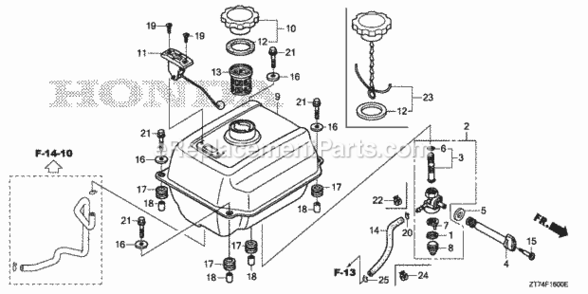 Part Location Diagram of 16950-ZS9-003 Honda Petcock Assembly