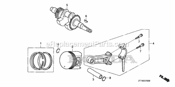 Part Location Diagram of 13101-Z4V-800 Honda Piston (std)
