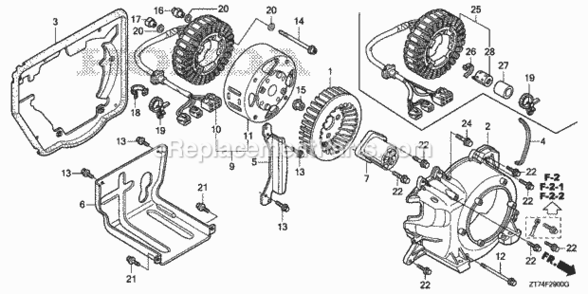 Part Location Diagram of 90503-ZS9-000 Honda Collar, Stator
