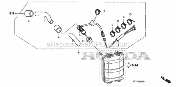 Part Location Diagram of 90672-ZB4-003 Honda Tie, Cable