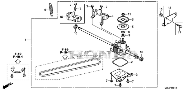 Transmission (2) Diagram and Parts List for (Type  VLAA)(MZCG-1660001 - 1760000) Honda Lawn Mower