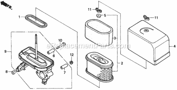 Air Cleaner K0 Diagram and Parts List for Type SAVIN# MZAW-6000001 Honda Lawn Tractor