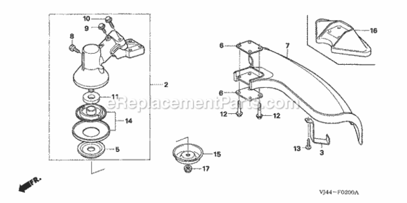 Gear Case Diagram and Parts List for Type LTATVIN# HAFA-1000001 Honda Trimmer