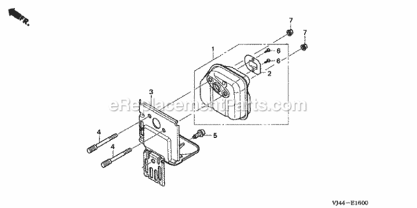 Muffler Diagram and Parts List for Type LTATVIN# HAFA-1000001 Honda Trimmer