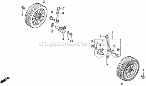 Front Wheel Diagram and Parts List for Type HMAVIN# MZAM-6000001 Honda Lawn Mower