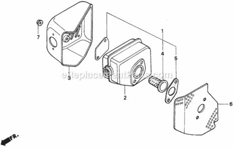 Muffler 1 Diagram and Parts List for Type HMAVIN# MZAM-6000001 Honda Lawn Mower