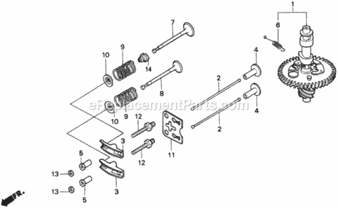 Camshaft Diagram and Parts List for Type HMAVIN# MZAM-6000001 Honda Lawn Mower