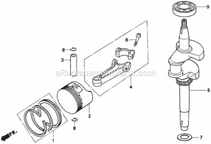 Crankshaft Diagram and Parts List for Type HXAVIN# MZAM-6000001 Honda