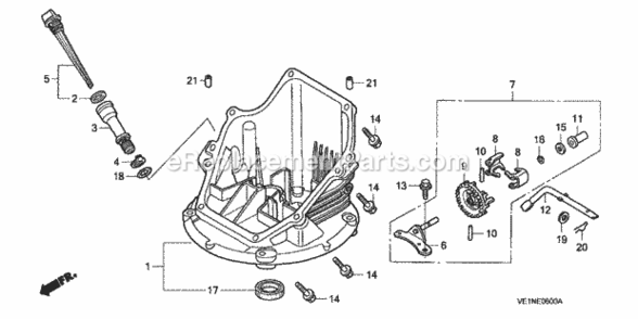 Oil Pan Diagram and Parts List for Type TDAVIN# MAEA-1000001 Honda Lawn Mower