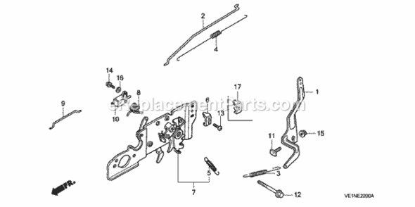 Control Diagram and Parts List for Type TDAVIN# MAEA-1000001 Honda Lawn Mower