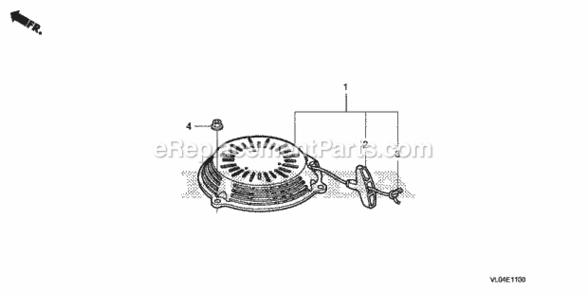 Recoil Starter Diagram and Parts List for HRR216K8 Type VYAAVIN# MZCG-8400001 Honda Lawn Mower