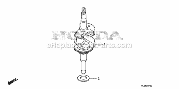 Crankshaft Diagram and Parts List for HRR216K8 Type VYAAVIN# MZCG-8400001 Honda Lawn Mower
