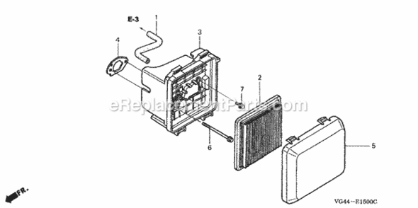 Air Cleaner Diagram and Parts List for HRR216 Type PDAVIN# MZCG-6000001 to MZCG-6152286 Honda Lawn Mower