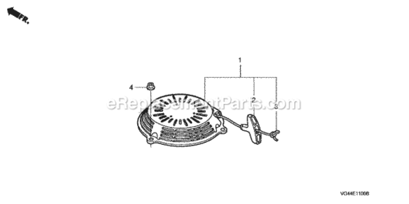 Recoil Starter Diagram and Parts List for HRR216 Type PDAVIN# MZCG-6000001 to MZCG-6152286 Honda Lawn Mower
