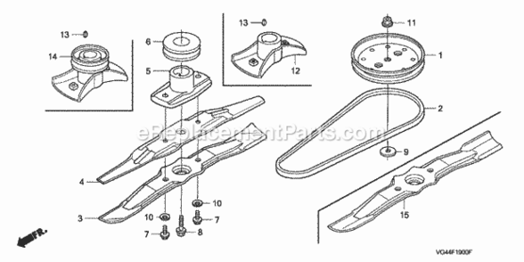 Rotary Blade 1 Diagram and Parts List for HRR216 Type PDAVIN# MZCG-6000001 to MZCG-6152286 Honda Lawn Mower