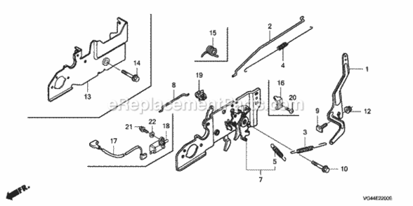 Control Diagram and Parts List for HRR216 Type PDAVIN# MZCG-6000001 to MZCG-6152286 Honda Lawn Mower