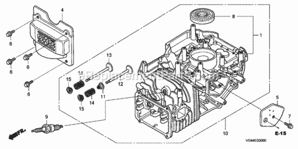 Cylinder Diagram and Parts List for HRR216 Type PDAVIN# MZCG-6000001 to MZCG-6152286 Honda Lawn Mower