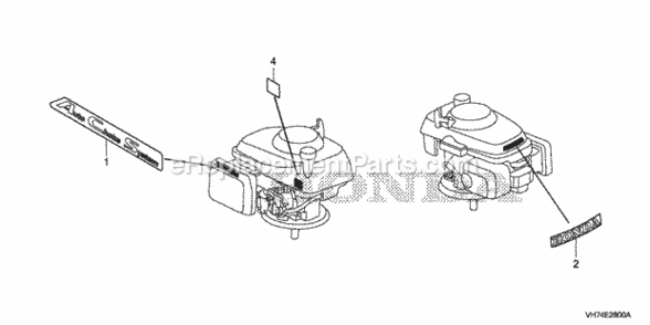 Labels 1 Diagram and Parts List for Type HXAAVIN# MAGA-1500001 Honda Lawn Mower