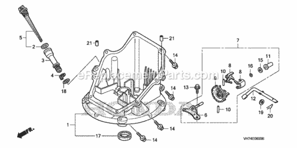 Oil Pan Diagram and Parts List for Type HXAAVIN# MAGA-1500001 Honda Lawn Mower