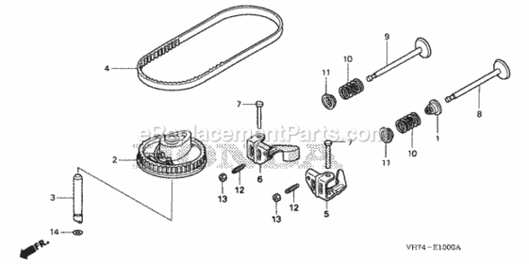 Camshaft Pulley Diagram and Parts List for Type HXAAVIN# MAGA-1500001 Honda Lawn Mower