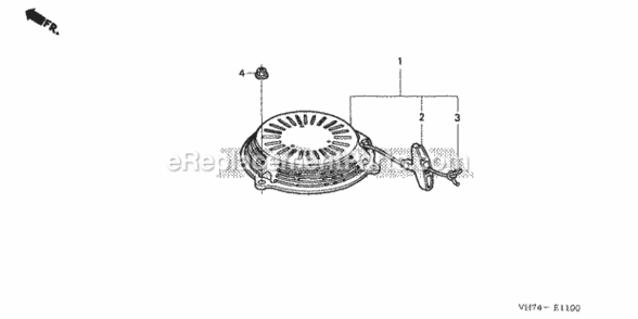 Recoil Starter Diagram and Parts List for Type HXAAVIN# MAGA-1500001 Honda Lawn Mower