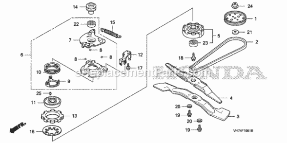 Rotary Blade 2 Diagram and Parts List for Type HXAAVIN# MAGA-1500001 Honda Lawn Mower