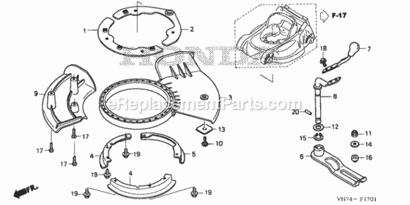 Shutter Diagram and Parts List for Type HXAAVIN# MAGA-1500001 Honda Lawn Mower