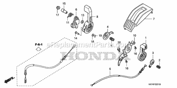 Throttle Lever 2 Diagram and Parts List for Type HXAAVIN# MAGA-1500001 Honda Lawn Mower