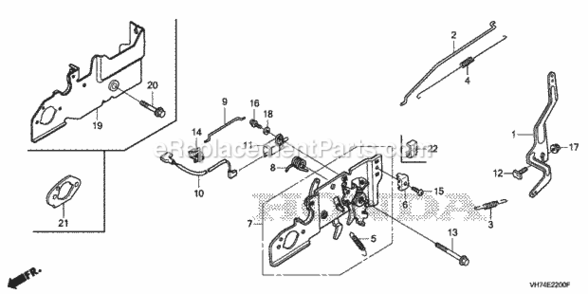 Control Diagram and Parts List for Type HXAAVIN# MAGA-1500001 Honda Lawn Mower