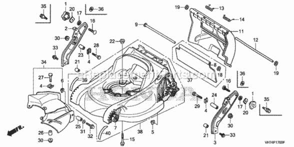 Cutter Housing Diagram and Parts List for Type HMAVIN# MAGA-1000001 to MAGA-1299999 Honda Lawn Mower