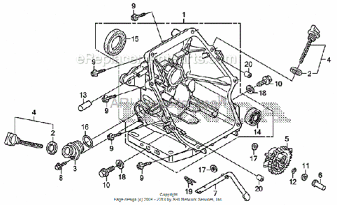 Crankcase Cover Diagram and Parts List for Type ASAVIN# SZBG-6000001 to SZBG-6099999 Honda Snow Blower