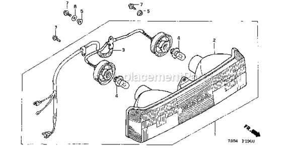 Part Location Diagram of 33100-750-003 Honda Headlight Assembly.