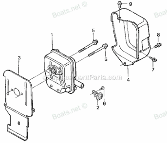Muffler Diagram and Parts List for LNA Honda Trimmer