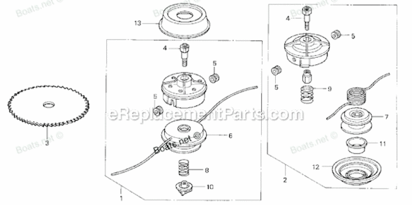 Nylon Cutter And Crankshaft Diagram and Parts List for LNA Honda Trimmer