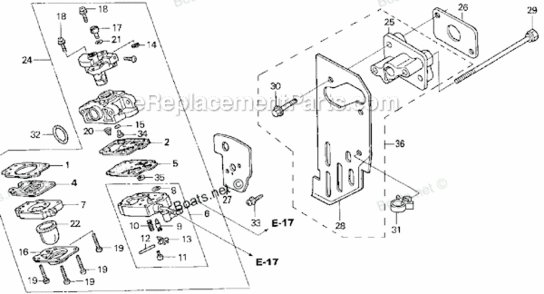 Carburetor Diagram and Parts List for LNA Honda Trimmer