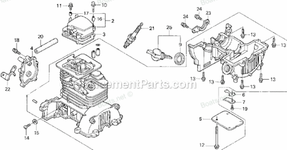 Crankcase Diagram and Parts List for LNA Honda Trimmer