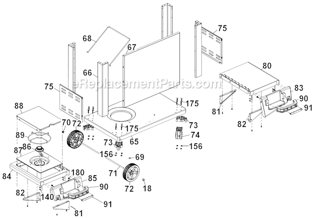 Page B Diagram and Parts List for  Huntington Grill
