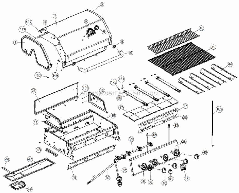Page A Diagram and Parts List for  Huntington Grill