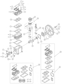Pump Parts Diagram and Parts List for TYPE 1 Husky Compressor