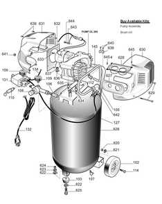 Tank Parts Diagram and Parts List for  Husky Compressor