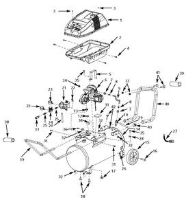 Tank Assembly Parts Diagram and Parts List for  Husky Compressor