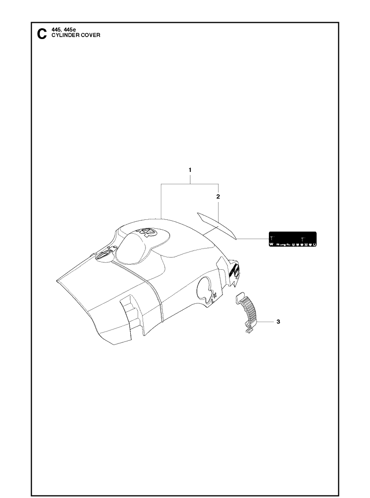 Cylinder Cover Diagram and Parts List for  Husqvarna Chainsaw
