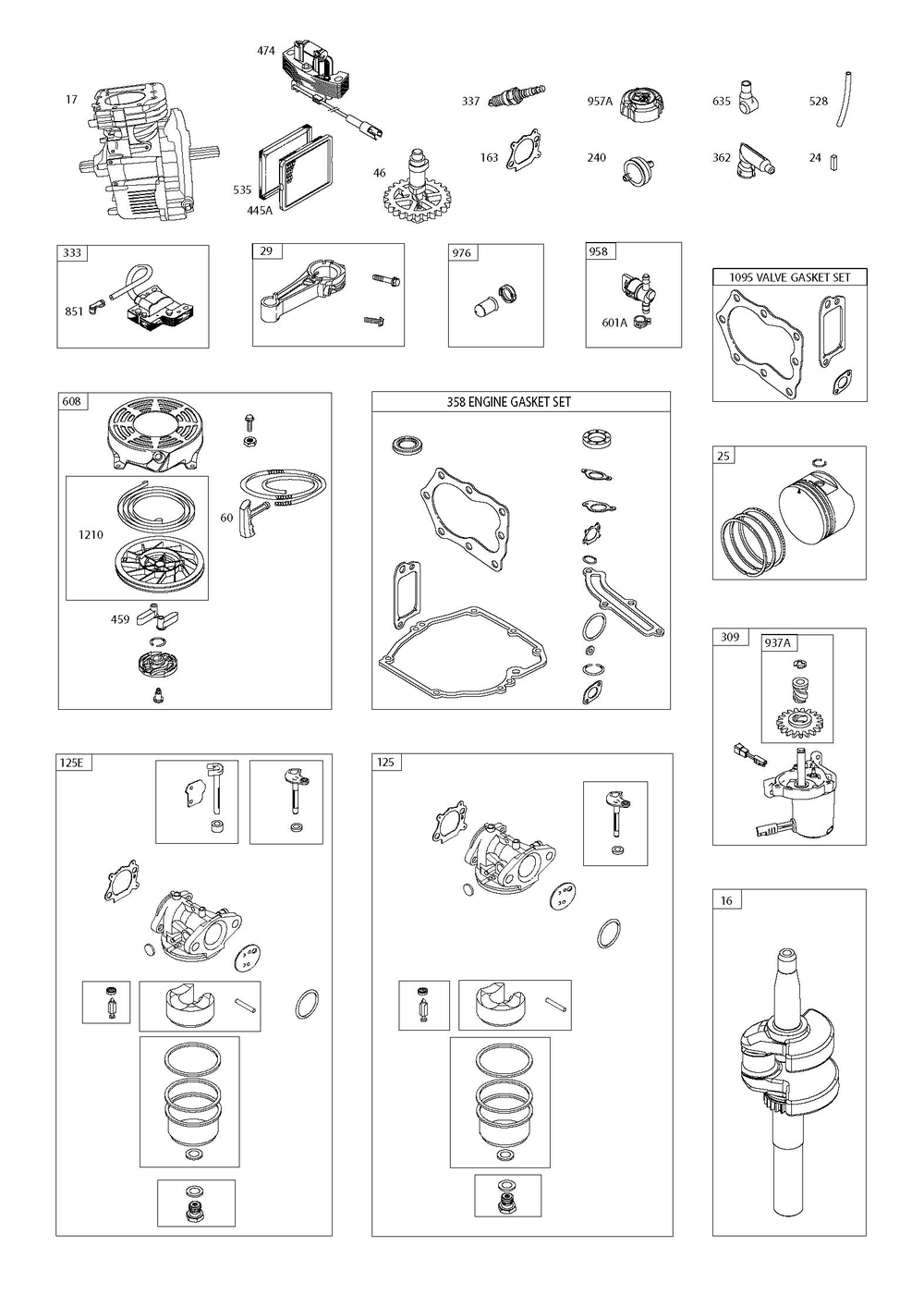 Complete Product Diagram and Parts List for 126T07-0262-B1  Husqvarna Engine