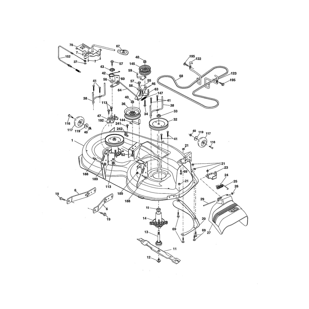 Mower Deck Diagram and Parts List for  Husqvarna Lawn Tractor