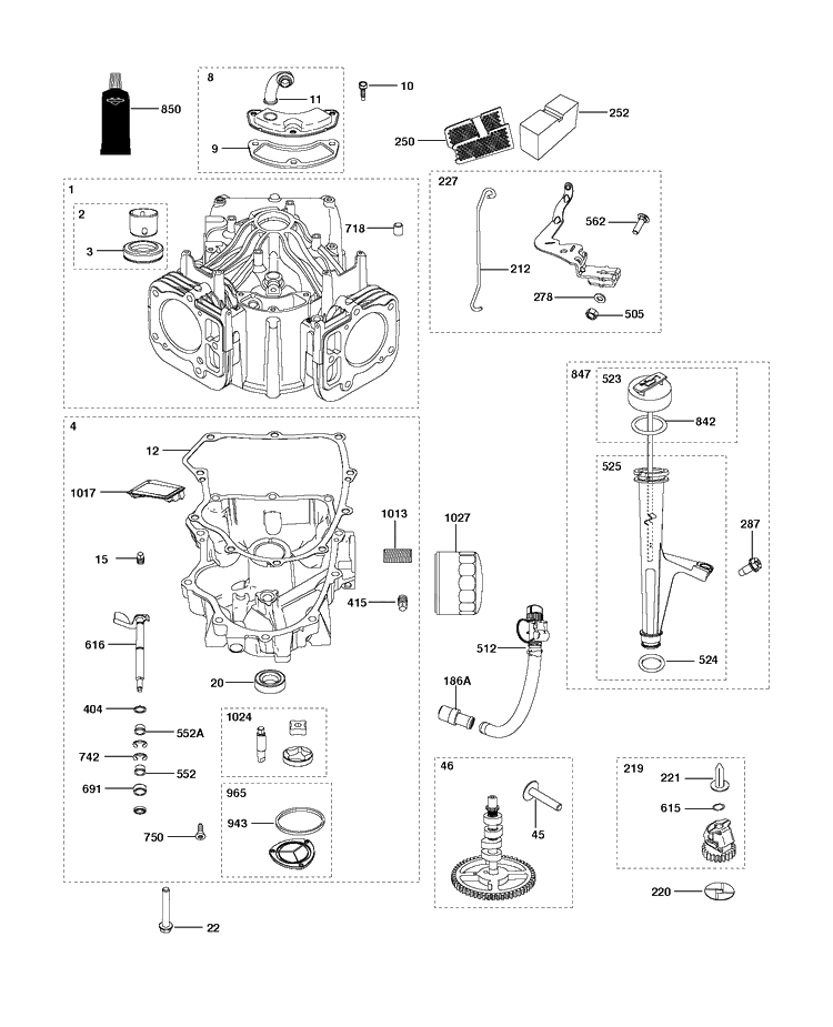 Cylinder Diagram and Parts List for 44M777-4171-G5 2013-04 Husqvarna Engine